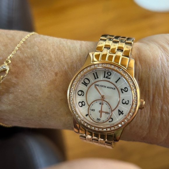 Saks Fifth Avenue Rose Gold Watch with Crystal Bezel - Picture 3 of 6